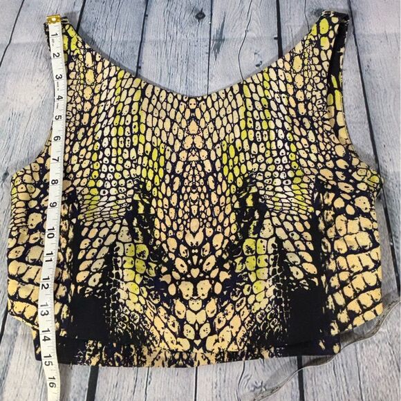 McQ by Iconic ALEXANDER MCQUEEN Luxury Chic Crocodile Print Layered Crop Top S - Picture 8 of 15